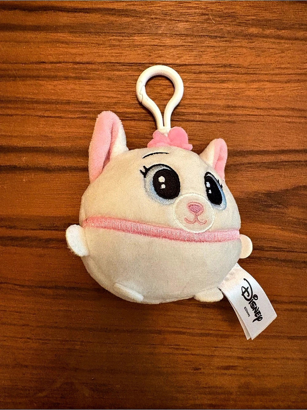 Disney The Aristocats Marie Round Plush Keychain Cream & Pink
